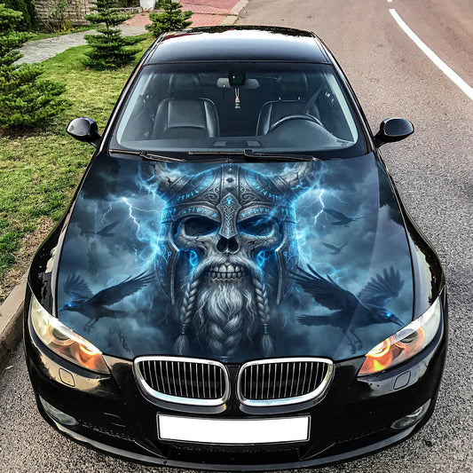 Viking Skull Warrior Hood Wrap Graphic – Custom Vinyl Decal for Cars, Trucks & SUVs