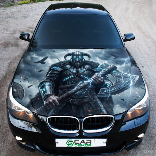 Viking Warrior Car Hood Wrap Graphic – Custom Vinyl Decal for Cars, Trucks & SUVs