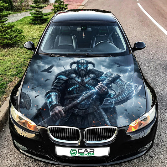 Viking Warrior Car Hood Wrap Graphic – Custom Vinyl Decal for Cars, Trucks & SUVs