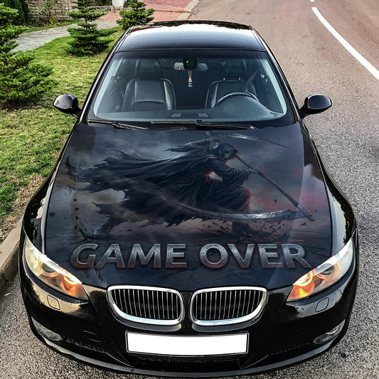 Game Over grim reaper car hood wrap graphic decal vinyl sticker