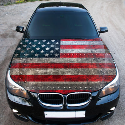 Weathered American Flag Hood Wrap