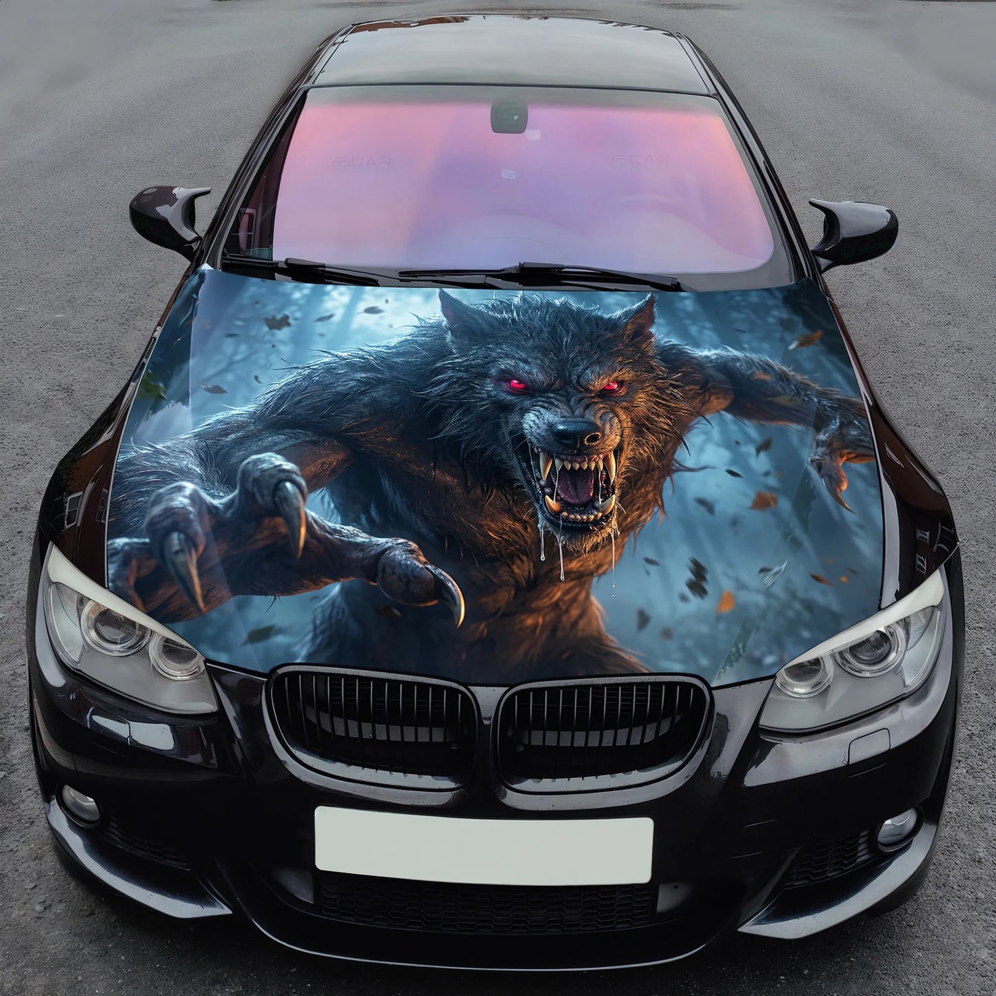 Werewolf Attack Hood Hood Wrap Graphic – Custom Vinyl Decal for Cars, Trucks & SUVs