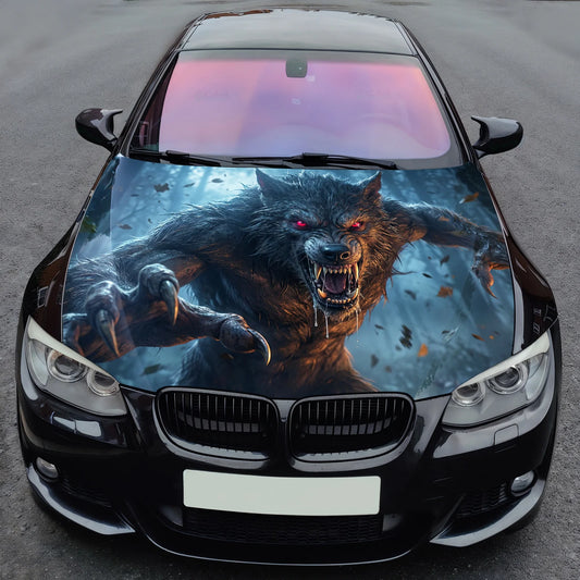 Werewolf Attack Hood Hood Wrap Graphic – Custom Vinyl Decal for Cars, Trucks & SUVs