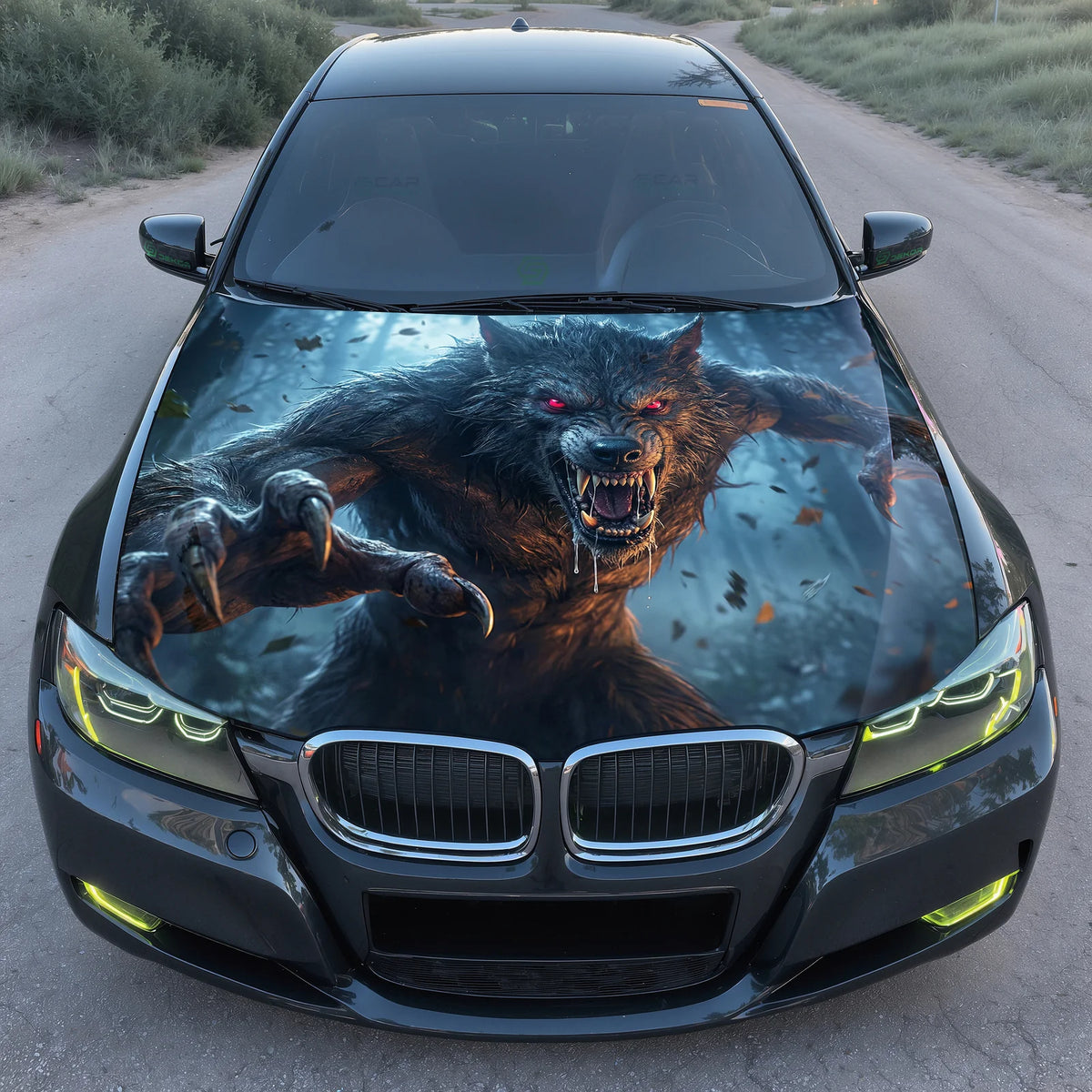 Werewolf Attack Hood Hood Wrap Graphic – Custom Vinyl Decal for Cars, Trucks & SUVs