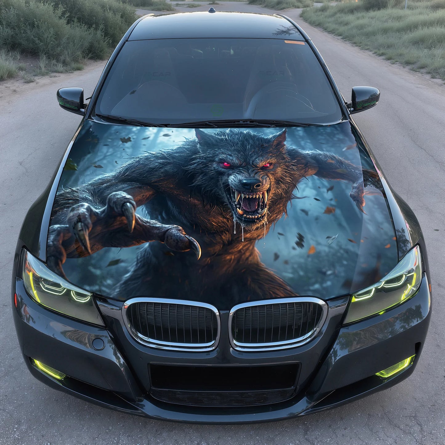 Werewolf Attack Hood Hood Wrap Graphic – Custom Vinyl Decal for Cars, Trucks & SUVs