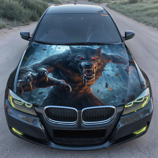Werewolf Attack Hood Hood Wrap Graphic – Custom Vinyl Decal for Cars, Trucks & SUVs