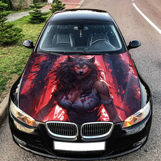 Werewolf Women Hood Wrap – Custom Vinyl Decal for Cars, Trucks & SUVs
