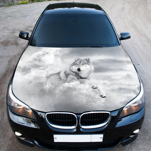 White Wolf Hood Wrap – Custom Vinyl Decal for Cars, Trucks & SUVs