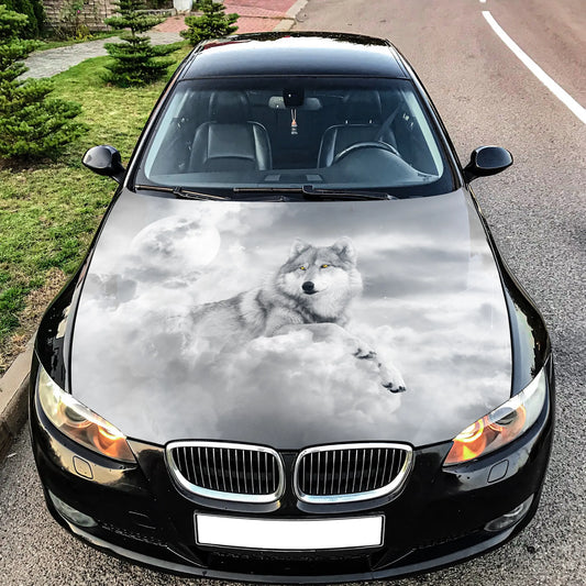 White Wolf Hood Wrap – Custom Vinyl Decal for Cars, Trucks & SUVs