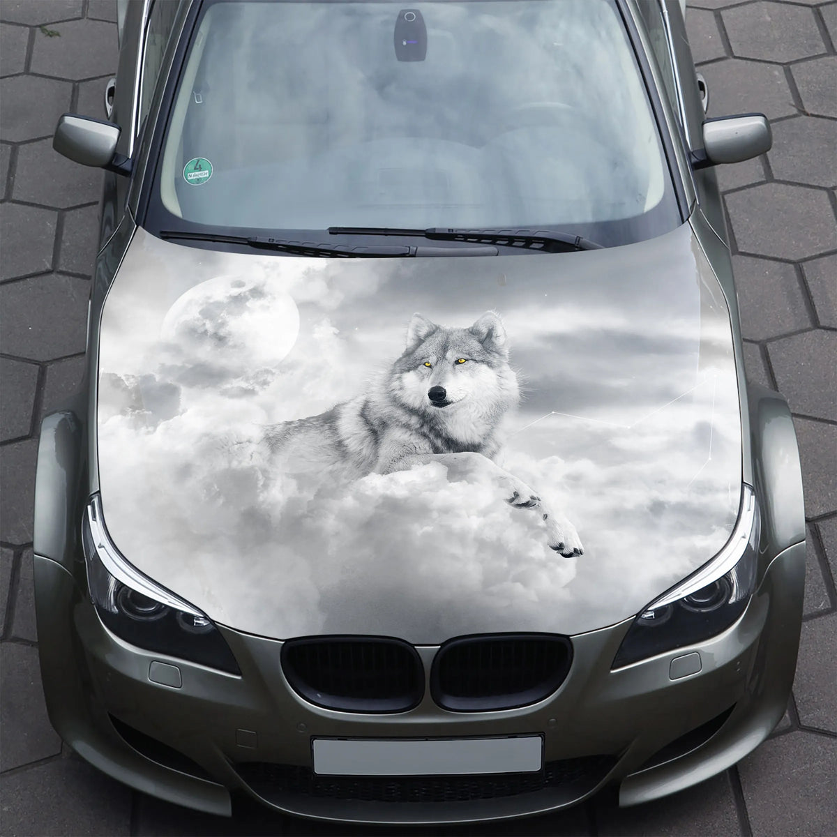 White Wolf Hood Wrap – Custom Vinyl Decal for Cars, Trucks & SUVs