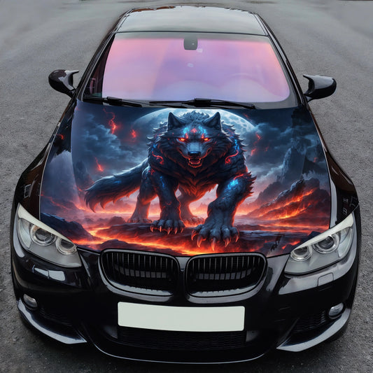 Wolf Moonlight Art Hood Wrap – Custom Vinyl Decal for Cars, Trucks & SUVs